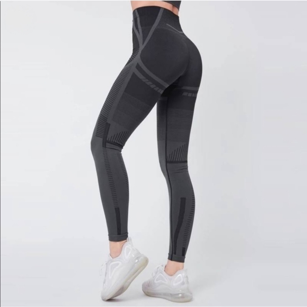 Gymshark Geo Seamless High Rise Ribbed Leggings Black